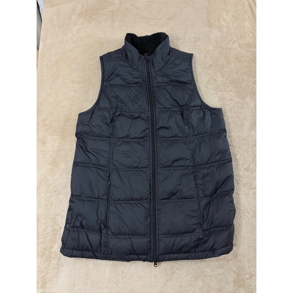 J. Jill‎ Down Puffer Vest Womens Large Black Sherpa Collar Quilted WJT280271 EUC